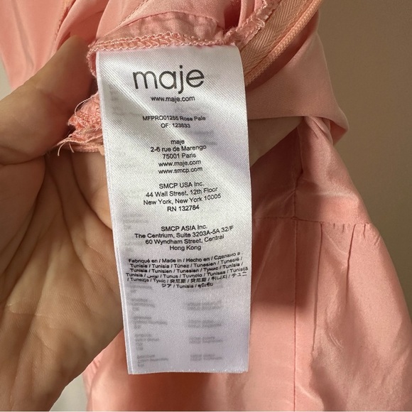 Maje Romeo TrapezeTiered Taffeta Sleeveless Midi Dress In Rose Pale Size EU 38/M - Picture 13 of 15